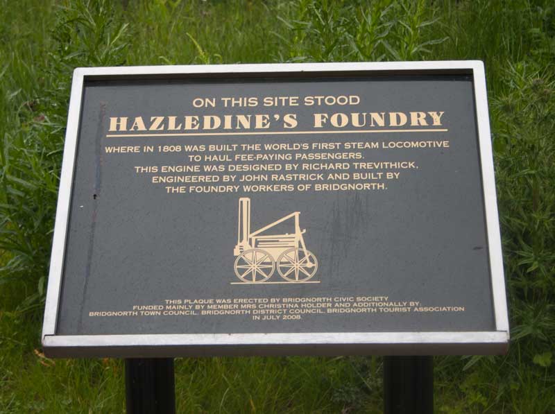 Plaque re Hazeldine's Foundry buiding Trevithick's steam engine