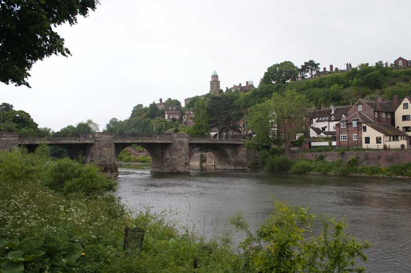 Bridge over the Severn with chucrch spire behind 